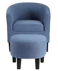 Convenience Concepts 26.25" Faux Linen Churchill Accent Chair with Ottoman