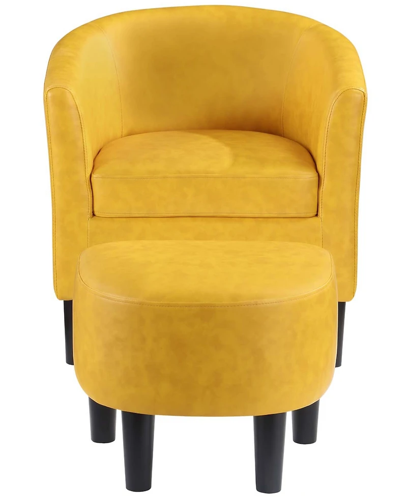 Convenience Concepts 26.25" Faux Leather Churchill Accent Chair with Ottoman