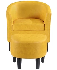 Convenience Concepts 26.25" Faux Leather Churchill Accent Chair with Ottoman