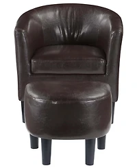 Convenience Concepts 26.25" Faux Leather Churchill Accent Chair with Ottoman