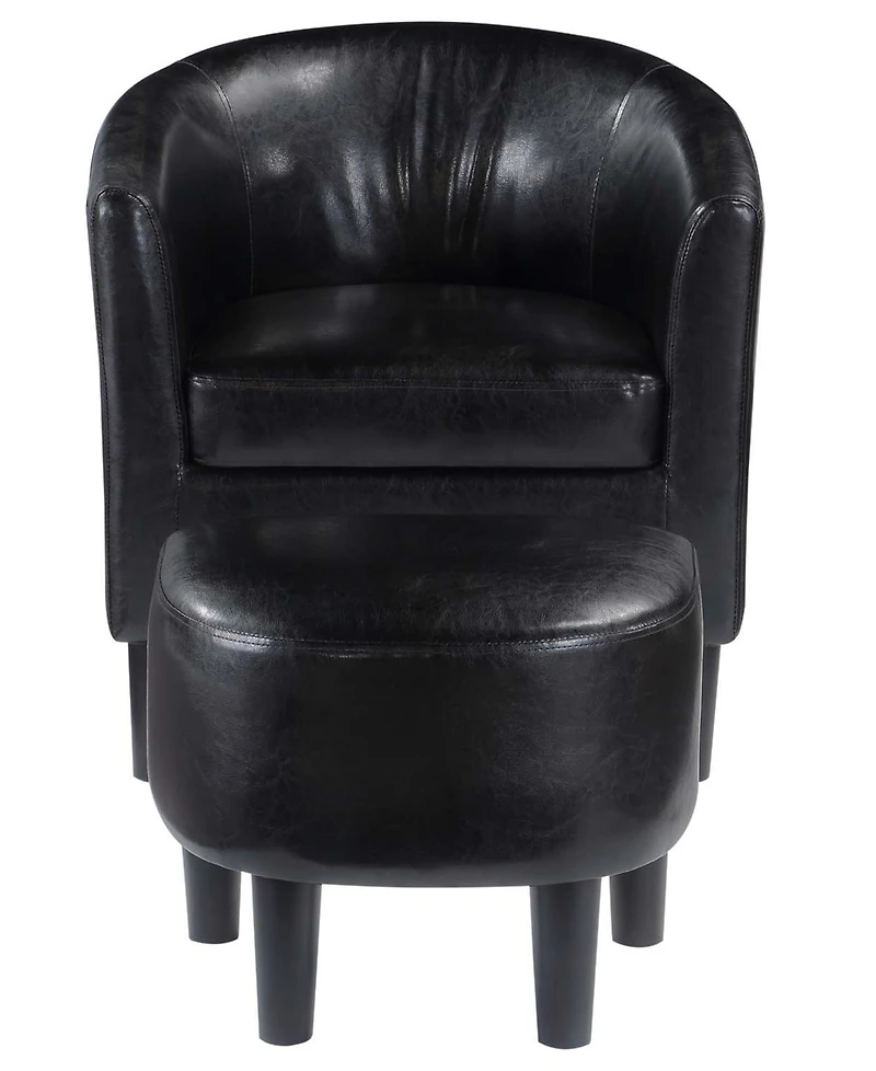 Convenience Concepts 26.25" Faux Leather Churchill Accent Chair with Ottoman