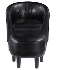 Convenience Concepts 26.25" Faux Leather Churchill Accent Chair with Ottoman
