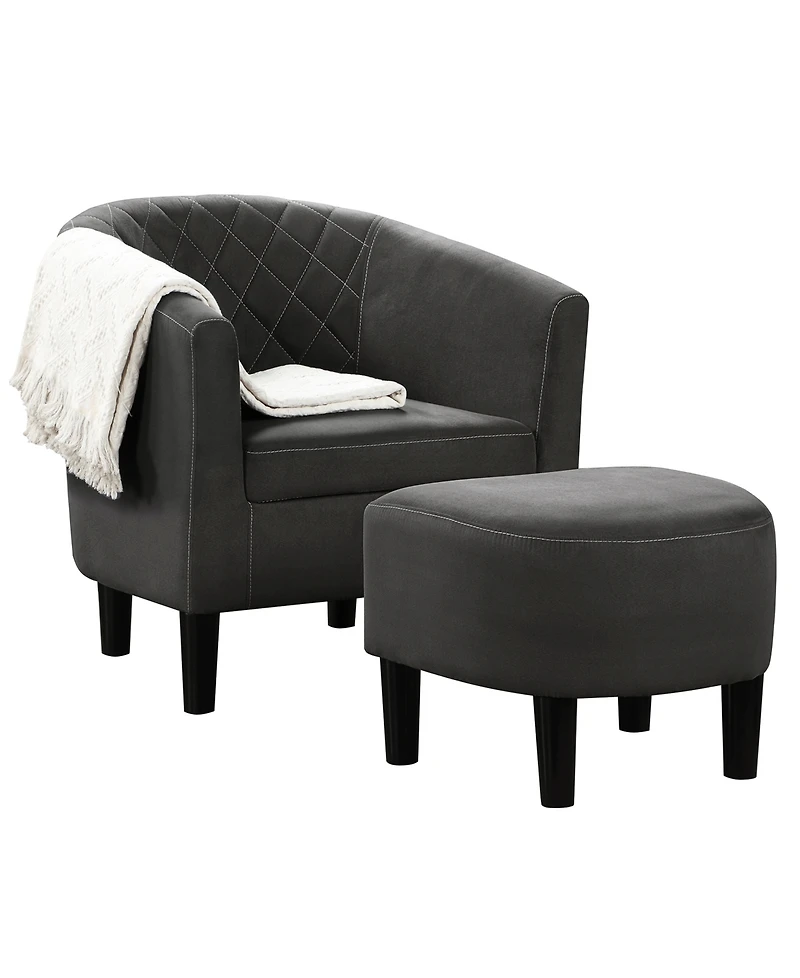 Convenience Concepts 27.75" Microfiber Roosevelt Accent Chair with Ottoman