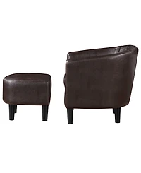 Convenience Concepts 27.75" Faux Leather Roosevelt Accent Chair with Ottoman