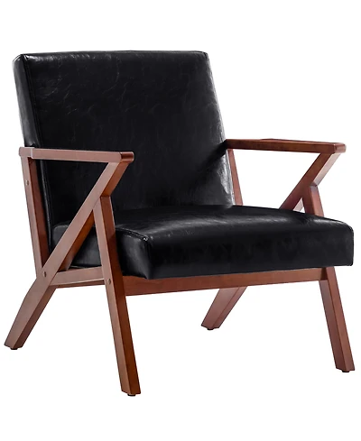 Convenience Concepts 28.5" Faux Leather Cliff Mid-Century Modern Accent Armchair