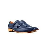 Gino Vitale Men's Monk Strap Brogue Dress Shoes