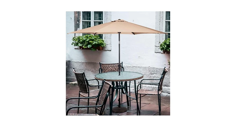 9ft Patio Umbrella Market Steel Tilt W/ Crank Outdoor Yard Garden