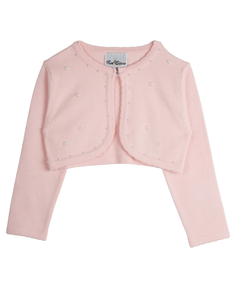Rare Editions Toddler & Little Girls Imitation Pearl Embellished Cardigan, Created for Macy's