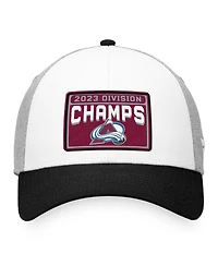 Men's Fanatics White, Black Colorado Avalanche 2023 Central Division Champions Locker Room Adjustable Hat