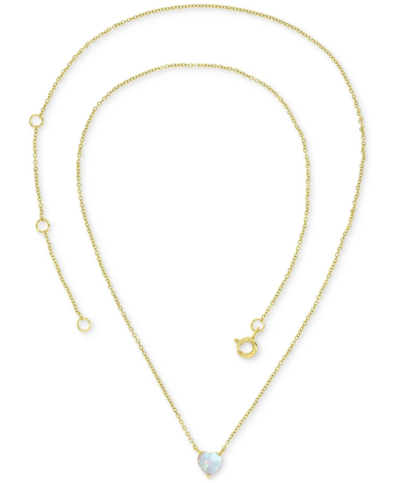 Lab-Grown Opal Solitaire Heart 18" Pendant Necklace (5/8 ct. t.w.)