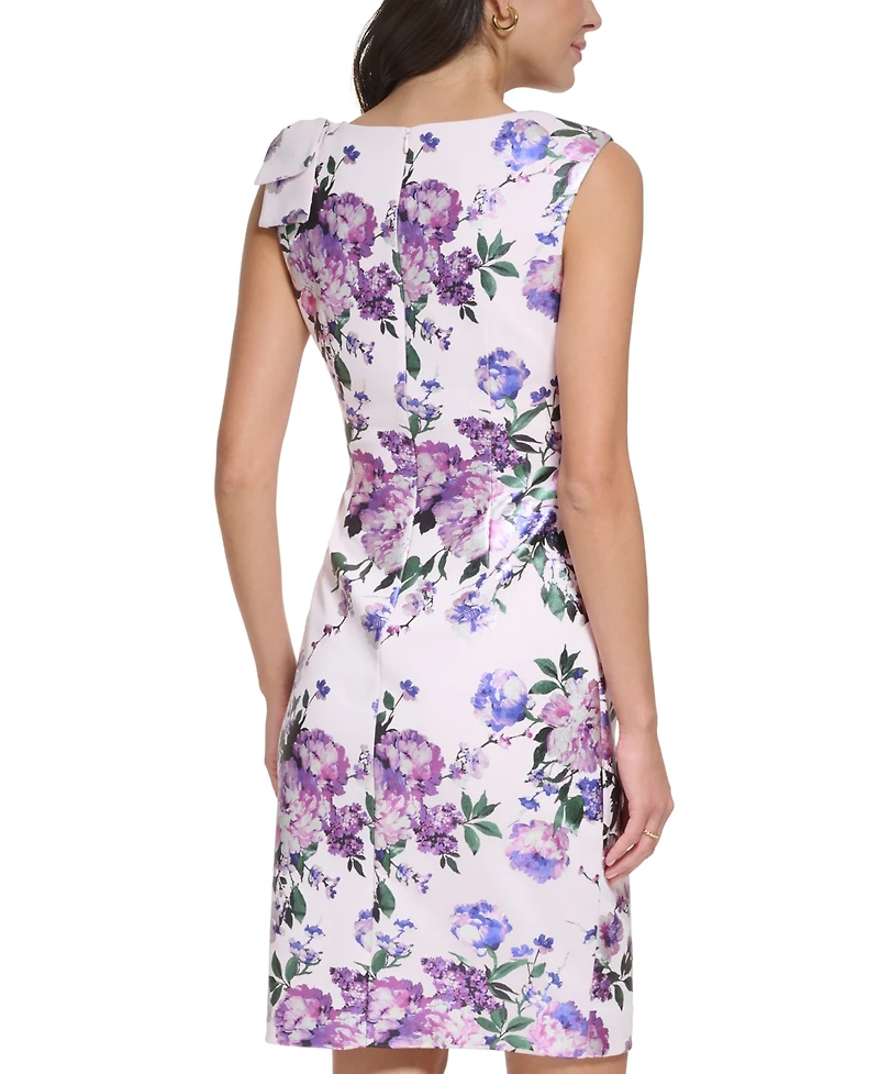 Jessica Howard Women's Floral Print Asymmetric Sleeveless Sheath Dress
