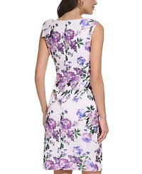 Jessica Howard Women's Floral Print Asymmetric Sleeveless Sheath Dress