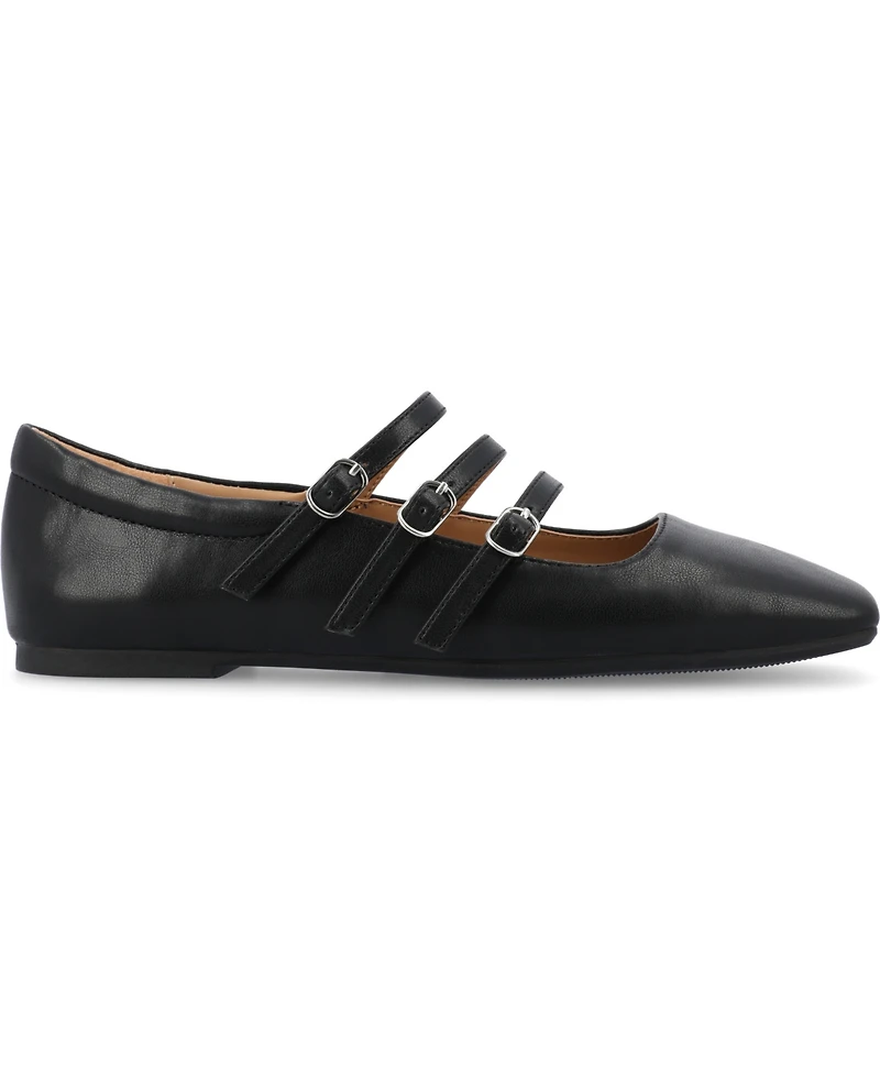 Journee Collection Women's Darlin Multi Strap Mary Jane Square Toe Flats