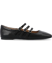 Journee Collection Women's Darlin Multi Strap Mary Jane Square Toe Flats