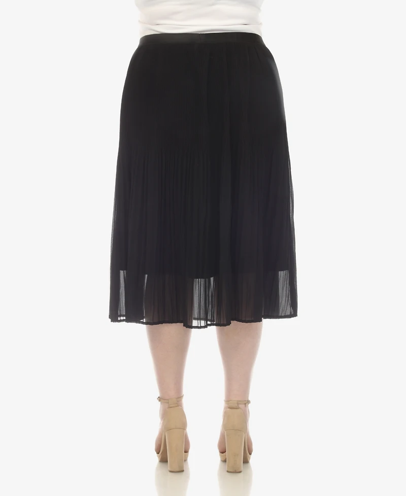 White Mark Plus Pleated Chiffon Midi Skirt