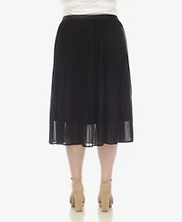 White Mark Plus Pleated Chiffon Midi Skirt
