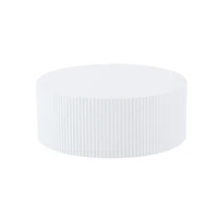 Simplie Fun Contemporary Round Coffee Table with Handcrafted Relief, 35 inch, White