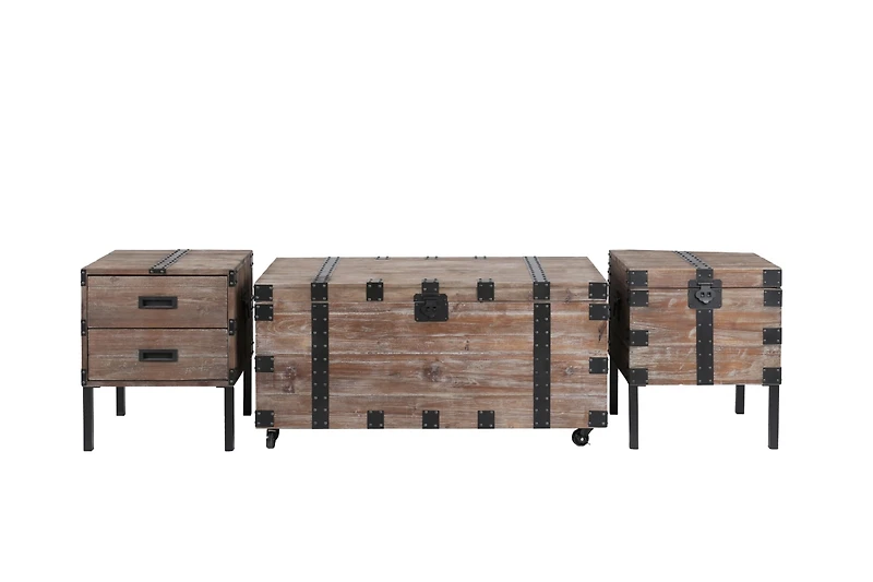Streamdale Gray Trunk Table Set with Large Storage