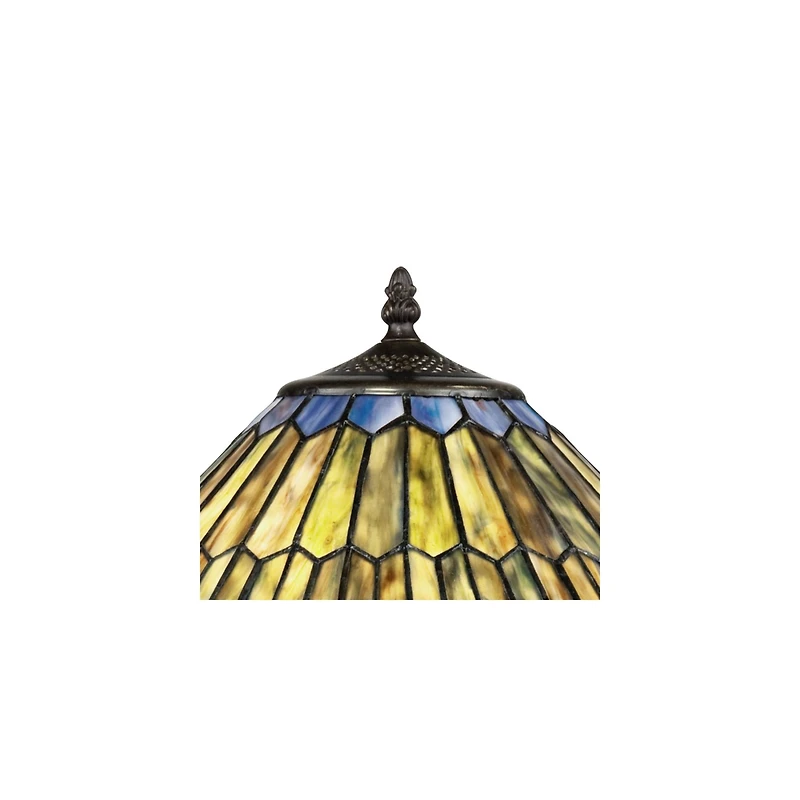Robert Louis Tiffany Table Lamp 26" High Antique Bronze Tiffany Style Peacock Art Glass Shade for Living Room Family Bedroom Bedside Office