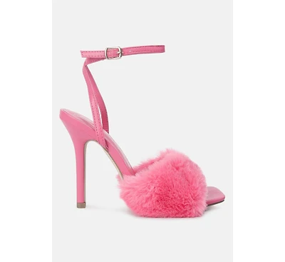 tarantino faux fur stiletto sandals