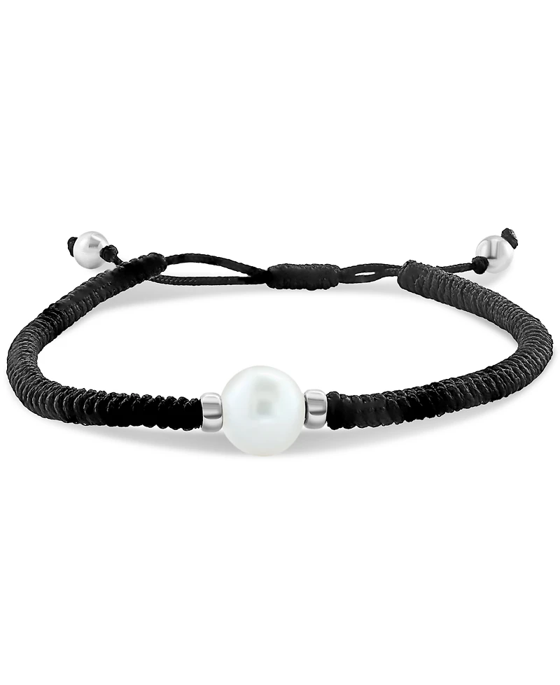 Effy Men's Freshwater Pearl (11mm) Black String Bolo Bracelet in Sterling Silver