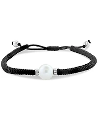 Effy Men's Freshwater Pearl (11mm) Black String Bolo Bracelet in Sterling Silver