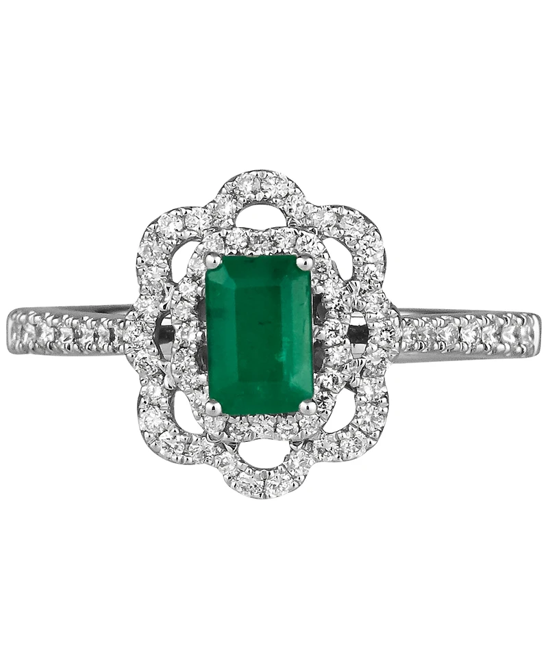 Le Vian Costa Smeraldas Emeralds (3/8 ct. t.w.) & Vanilla Diamond (1/3 ct. t.w.) Halo Ring in Platinum