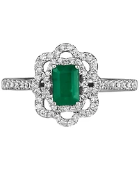 Le Vian Costa Smeraldas Emeralds (3/8 ct. t.w.) & Vanilla Diamond (1/3 ct. t.w.) Halo Ring in Platinum