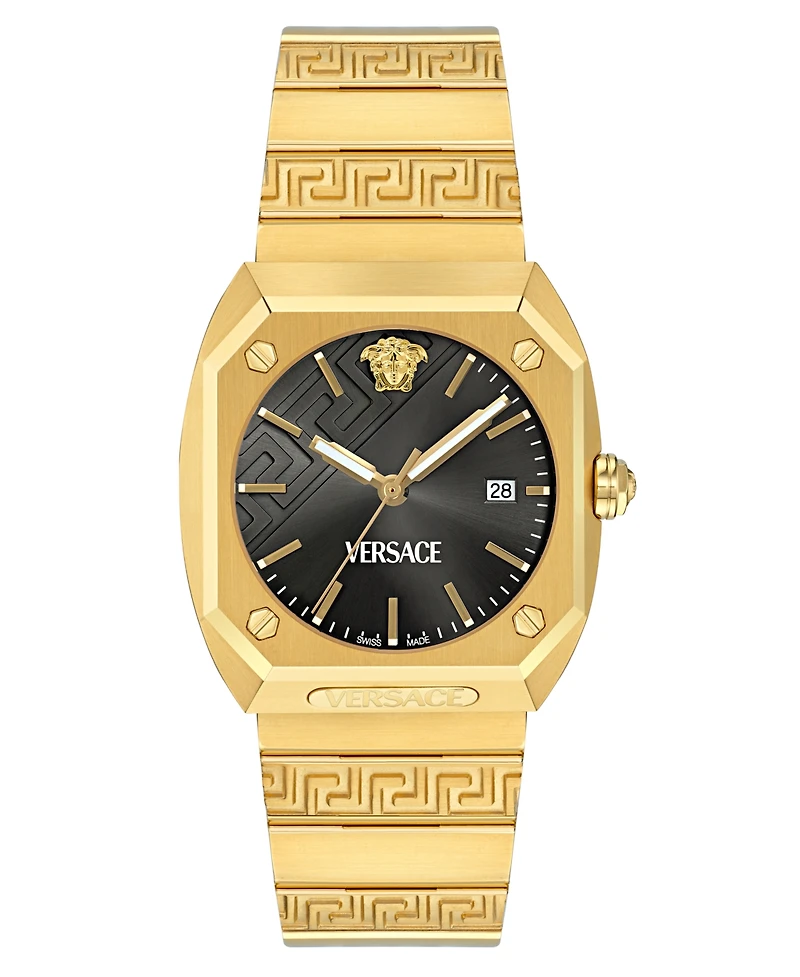 Versace Men's Swiss Gold Ion Plated Stainless Steel Bracelet Watch 44mm