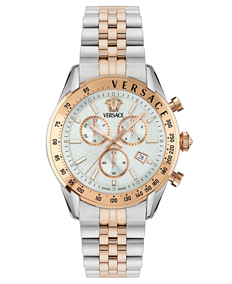 Versace Men's Swiss Chronograph Two-Tone Stainless Steel Bracelet Watch 44mm