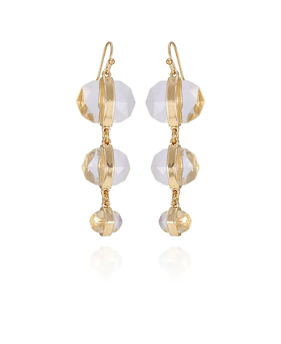 Vince Camuto Gold-Tone Clear Glass Stone Linear Drop Earrings