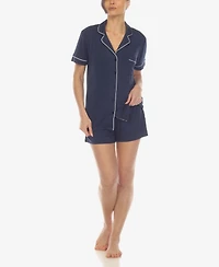 White Mark Women's 2 Pc. Short Sleeve Pajama Set