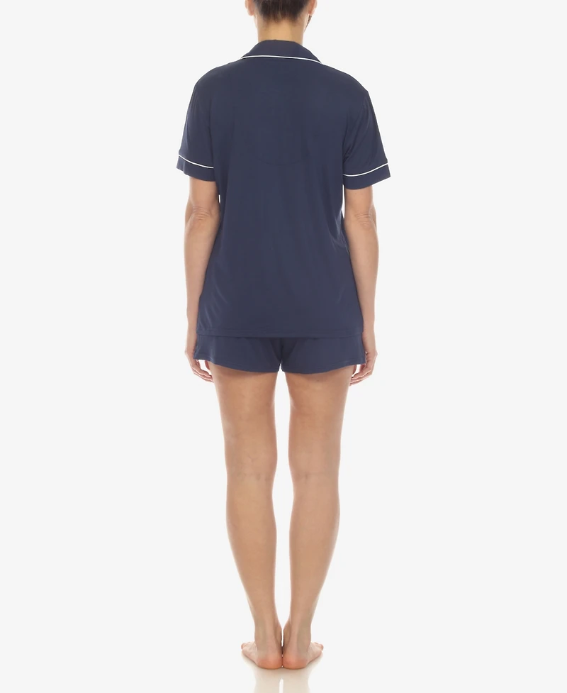White Mark Women's 2 Pc. Short Sleeve Pajama Set