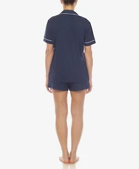 White Mark Women's 2 Pc. Short Sleeve Pajama Set
