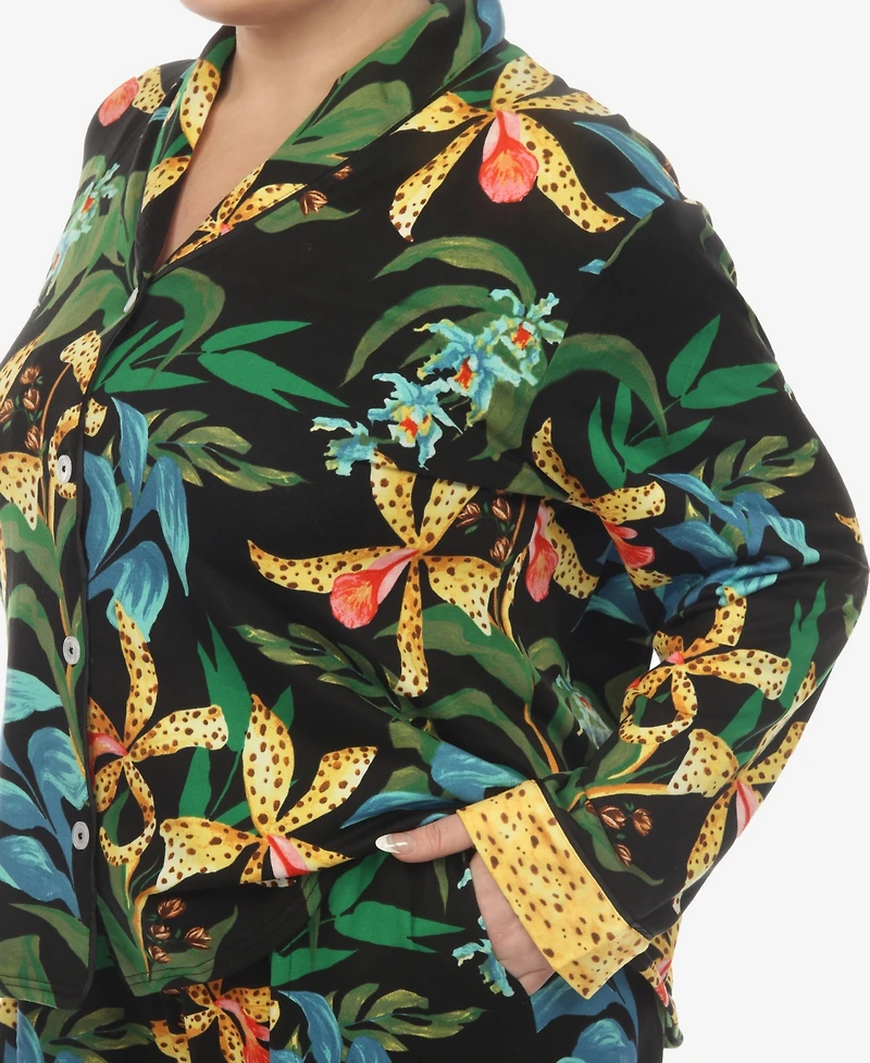White Mark Plus 2 Pc. Wildflower Print Pajama Set