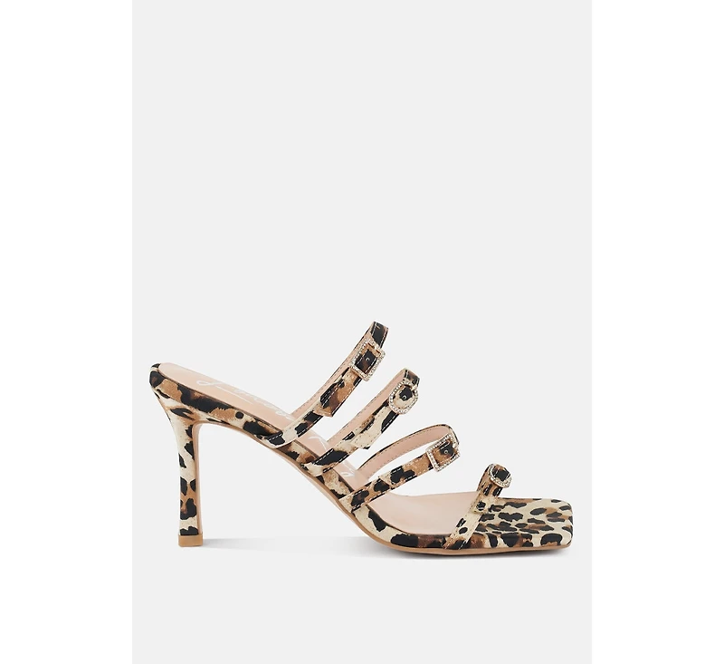 Womens Times Up Diamante Buckle Mid Heel Sandals