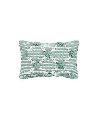 Josie Surf Pillow, 14" x 22" Green Rectangle Soft Woven Pillow For Couch Sofa Bed Chair Cotton