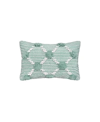 Josie Surf Pillow, 14" x 22" Green Rectangle Soft Woven Pillow For Couch Sofa Bed Chair Cotton