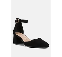 kody suede ankle strap block heel sandals