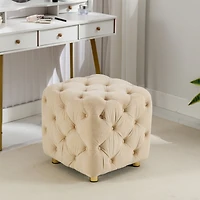 Streamdale Furniture Beige Velvet Ottoman & Table Set