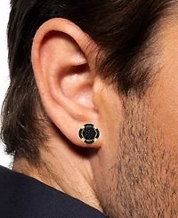 Men's Black Diamond Halo Cluster Stud Earrings (1 ct. t.w.) in 10k Gold