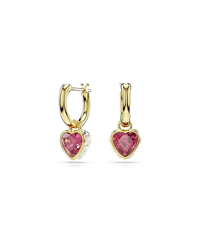 Swarovski Chroma Drop Earrings, Heart, Red, Gold-Tone Plated