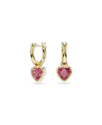 Swarovski Chroma Drop Earrings, Heart, Red, Gold-Tone Plated