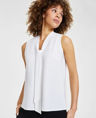 Kasper Women's Sleeveless Tie-Neck Top, Regular & Petite
