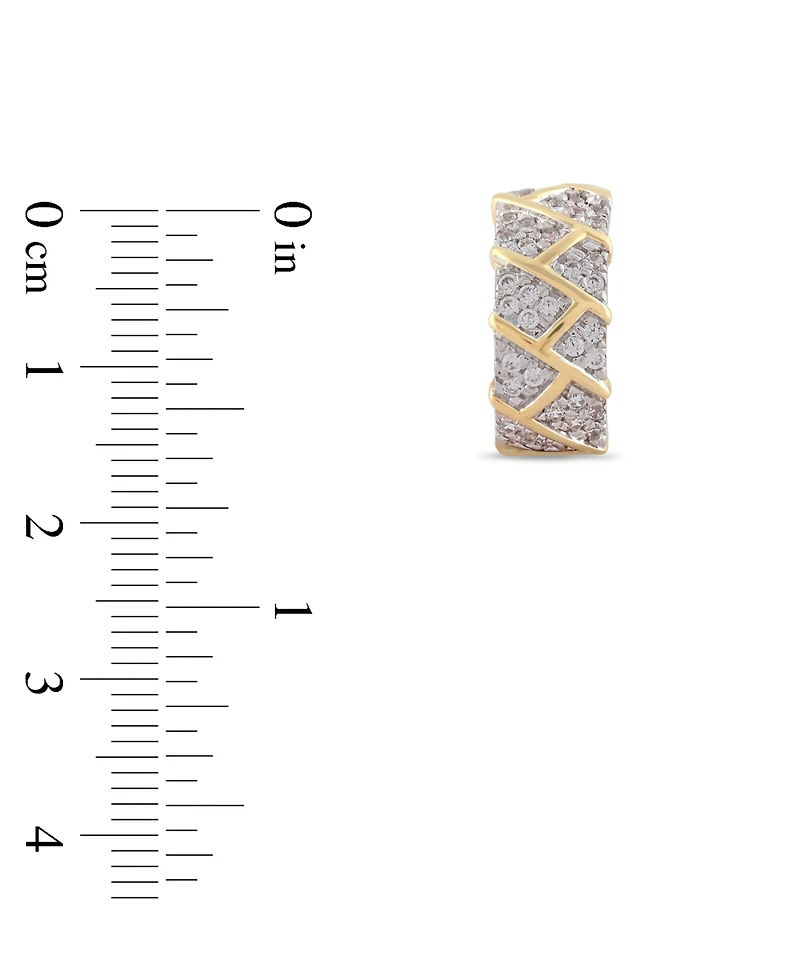 Men's Diamond Brick Cluster Small Huggie Hoop Earrings (1/2 ct. t.w.) in 10k Gold, 0.6"