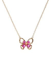 Lab-Grown Pink Sapphire Openwork Butterfly 18" Pendant Necklace (1/2 ct. t.w.) in 14k Rose Gold-Plated Sterling Silver