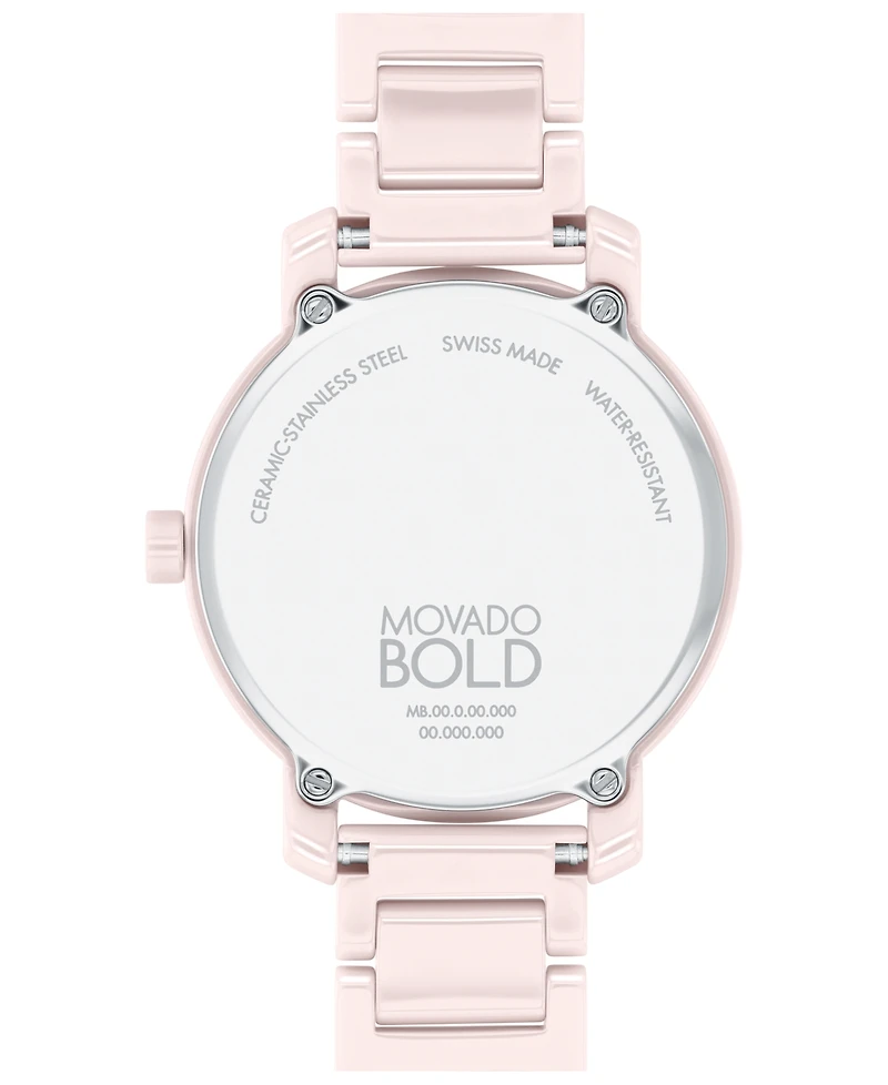 Movado Women's Swiss Bold Evolution 2.0 Blush Ceramic Bracelet Watch 34mm