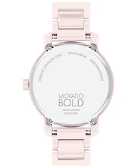 Movado Women's Swiss Bold Evolution 2.0 Blush Ceramic Bracelet Watch 34mm