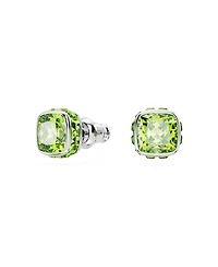 Swarovski Rhodium Plated Square Cut Color Birthstone Stud Earrings