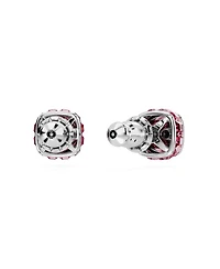 Swarovski Rhodium Plated Square Cut Color Birthstone Stud Earrings